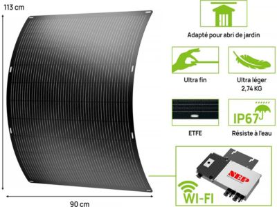 Lot de 2 panneaux solaire plug and play flexible  400w "Urban center"  Noir