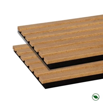Lot de 2 panneaux tas  Decowall Acoustic coul chêne bronze sur feutrine noire 2600x300x17mm