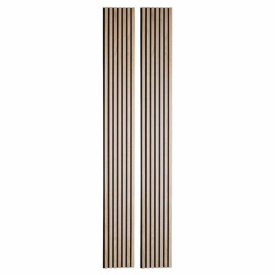 Lot de 2 Panneaux tasseaux bois 250 x 30 x 1,9 cm - décor chêne clair fond noir - 1,5m²