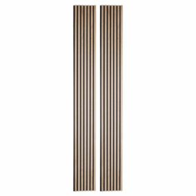 Lot de 2 Panneaux tasseaux bois 250 x 30 x 1,9 cm - décor chêne clair fond noir - 1,5m²
