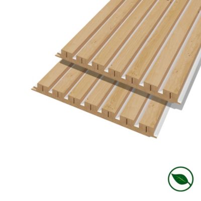 Lot de 2 panneaux tasseaux MDF chêne clair sur fond blanc 2500 x 300 x 20 mm 1,435 M2