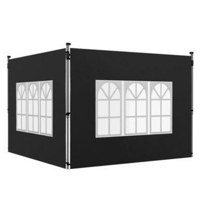 Lot de 2 parois latérales pour tonnelle 3 x 3 m ou 3 x 4 m - bâches de barnum 295 x 195 cm noir