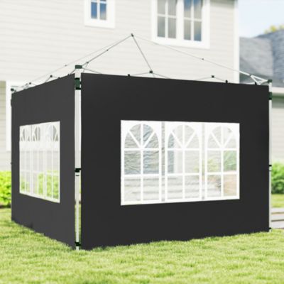 Lot de 2 parois latérales pour tonnelle 3 x 3 m ou 3 x 4 m - bâches de barnum 295 x 195 cm noir