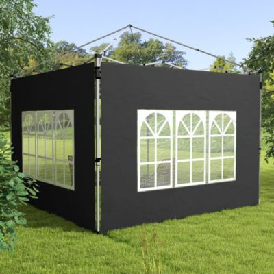 Lot de 2 parois latérales pour tonnelle 3 x 3 m ou 3 x 4 m - bâches de barnum 295 x 195 cm noir