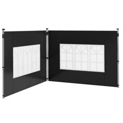 Lot de 2 parois latérales pour tonnelle 3 x 3 m ou 3 x 4 m - bâches de barnum 295 x 195 cm noir