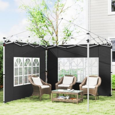 Lot de 2 parois latérales pour tonnelle 3 x 3 m ou 3 x 4 m - bâches de barnum 295 x 195 cm noir