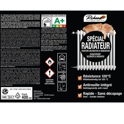 Lot de 2 peinture aérosol spécial radiateur satin Richard blanc 400 ml