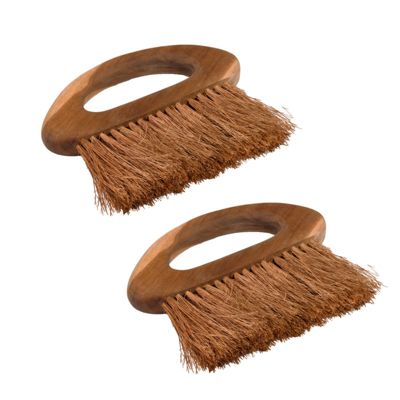 Lot de 2 petites brosses en bois de teck et fibre de coco - AKERA 01