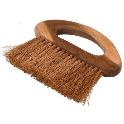 Lot de 2 petites brosses en bois de teck et fibre de coco - AKERA 01