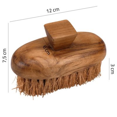 Lot de 2 petites brosses en bois de teck et fibre de palmier - MORA 01