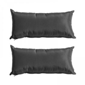 Lot de 2 petits coussins polyester anthracite 40x20x8 cm  Oviala