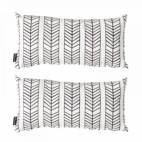 Lot de 2 petits coussins polyester blanc 40 x 20 x 8 cm  Oviala