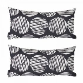 Lot de 2 petits coussins polyester noir 40 x 20 x 8 cm  Oviala