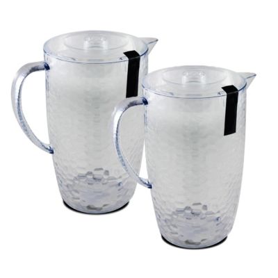 Lot de 2 pichet à anse, broc, carafe avec couvercle et bec - Diamètre 20/13,5 x Hauteur 23 cm