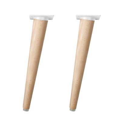 Lot de 2 pieds coniques DECO-GEM pour table basse en bois, hêtre vernis, à visser, H.30 cm