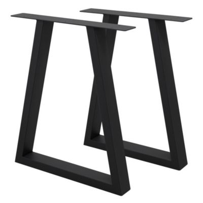 Lot de 2 pieds de table ECD Germany forme trapèze 60x72 cm noir acier revêtu par poudre robuste
