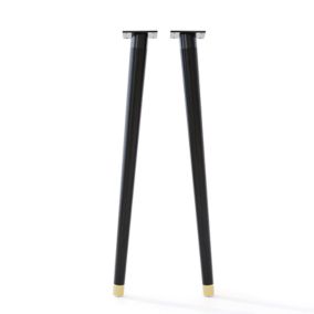 Lot de 2 Pieds de table - Libra - couleur hêtre noir