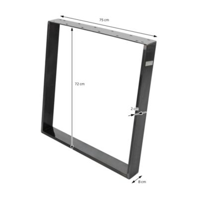 Lot de 2 pieds de table ML-Design inclinaison à 80 degrés 75x72 cm industriel acier en poudre clair