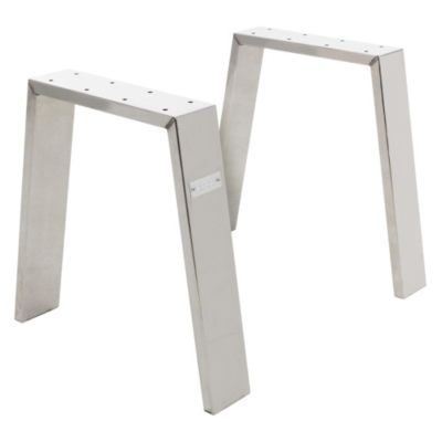 Lot de 2 pieds de table ML-Design loft forme de U 44x42 cm argent acier revêtu par poudre robuste