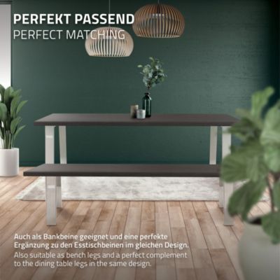 Lot de 2 pieds de table ML-Design loft forme de U 44x42 cm argent acier revêtu par poudre robuste