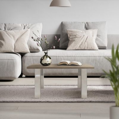 Lot de 2 pieds de table ML-Design loft forme de U 44x42 cm argent acier revêtu par poudre robuste