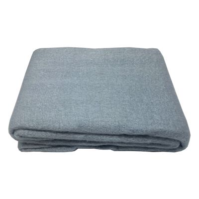 Lot de 2 plaids bleu clair 130 x 170 cm doux avec franges - BEHA 0983