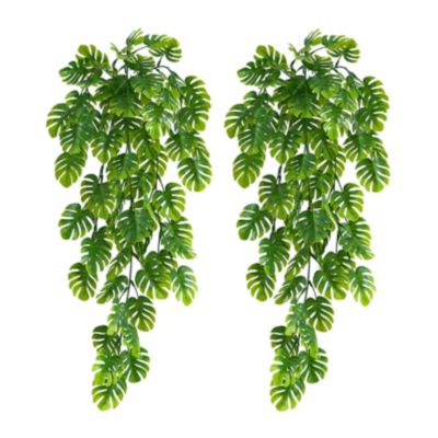Lot de 2 plantes grimpantes artificielles luxuriantes à suspendre - Décoration réaliste en fausses feuilles tropicales