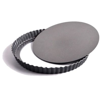 TECDW Moule A Tarte Avec Fond Amovible, 20cm Ronde Moules à Tarte, Moule à Quiche, Plat à Tarte Avec Revêtement Antiadhésif, Moule Tartelette Pour Tartes, Quiches (Gris Foncé) (heise, 20cm