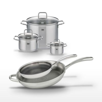 Lot de 2 Poêles 28/32 cm et 3 Faitouts 14/20/26 cm Elo Relief Evolution