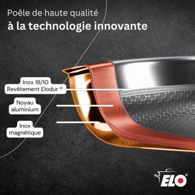 Lot de 2 Poêles 28/32 cm et 3 Faitouts 14/20/26 cm Elo Relief Evolution