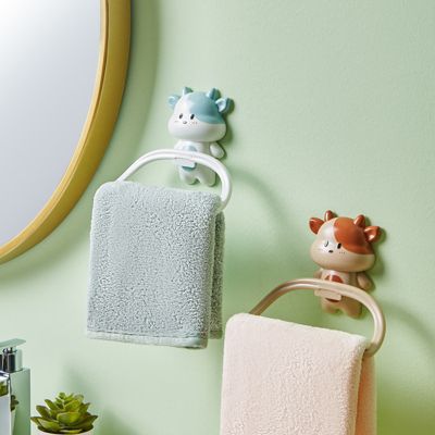 Lot de 2 porte-serviettes, support mural pour essuie-mains, porte-papier toilette, support mural à ventouse