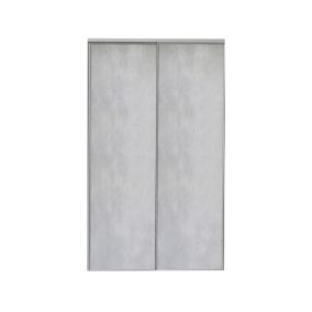 Lot de 2 portes de placard coulissantes décor béton gris clair 150 x 250 cm