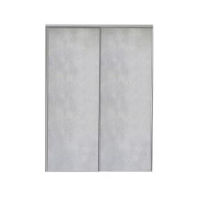 Lot de 2 portes de placard coulissantes décor béton gris clair 180 x 250 cm