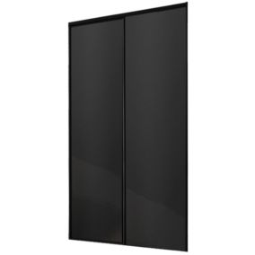 Lot de 2 portes de placard coulissantes décor noir 120 x 250 cm