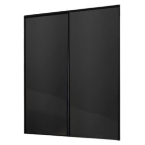 Lot de 2 portes de placard coulissantes décor noir 180 x 250 cm