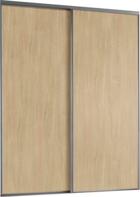 Lot de 2 portes de placard coulissantes Elegancia décor chêne 120 x 250 cm