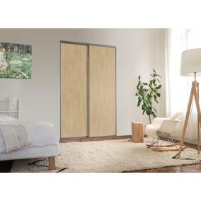 Lot de 2 portes de placard coulissantes Elegancia décor chêne 120 x 250 cm