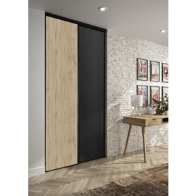 Lot de 2 portes de placard coulissantes Optimum décor chêne et noir 120 x 250 cm