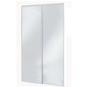 Lot de 2 portes miroir de placard coulissantes H. 250 cm cadre acier gris