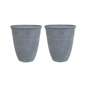 Lot de 2 pot de fleurs 43 cm gris KATALIMA