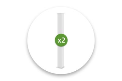 Lot de 2 poteaux EIFEL 15x15 en alu H.166cm - Blanc mat