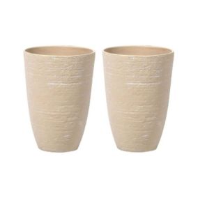 Lot de 2 pots de fleurs 35 x 35 x 50 cm beige CAMIA