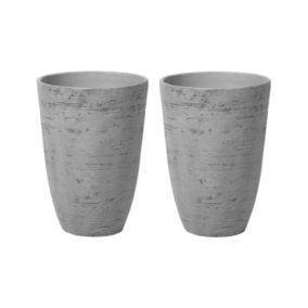 Lot de 2 pots de fleurs 35 x 35 x 50 cm gris CAMIA