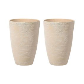 Lot de 2 pots de fleurs 43 x 43 x 60 cm beige CAMIA