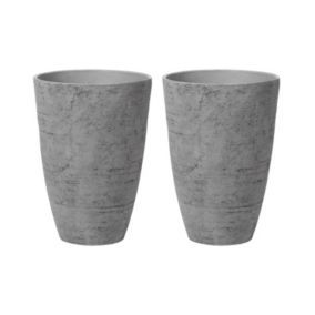 Lot de 2 pots de fleurs 43 x 43 x 60 cm gris CAMIA