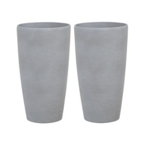 Lot de 2 pots de fleurs en pierre grise 31 x 31 x 58 cm ABDERA