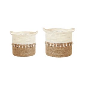 Lot de 2 pots de fleurs MATIKU Osier Naturel