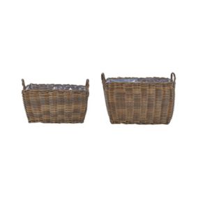 Lot de 2 pots de fleurs ORMOS Polyrotin Marron