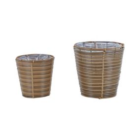 Lot de 2 pots de fleurs SARTI Polyrotin Marron