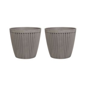 Lot de 2 pots de fleurs taupe 36 cm POKA